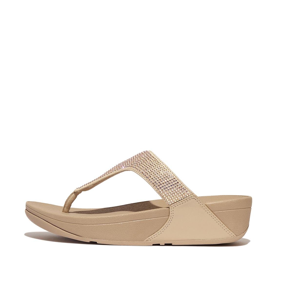 LULU CRYSTAL EMBELLISHED TOE-POST SANDALS