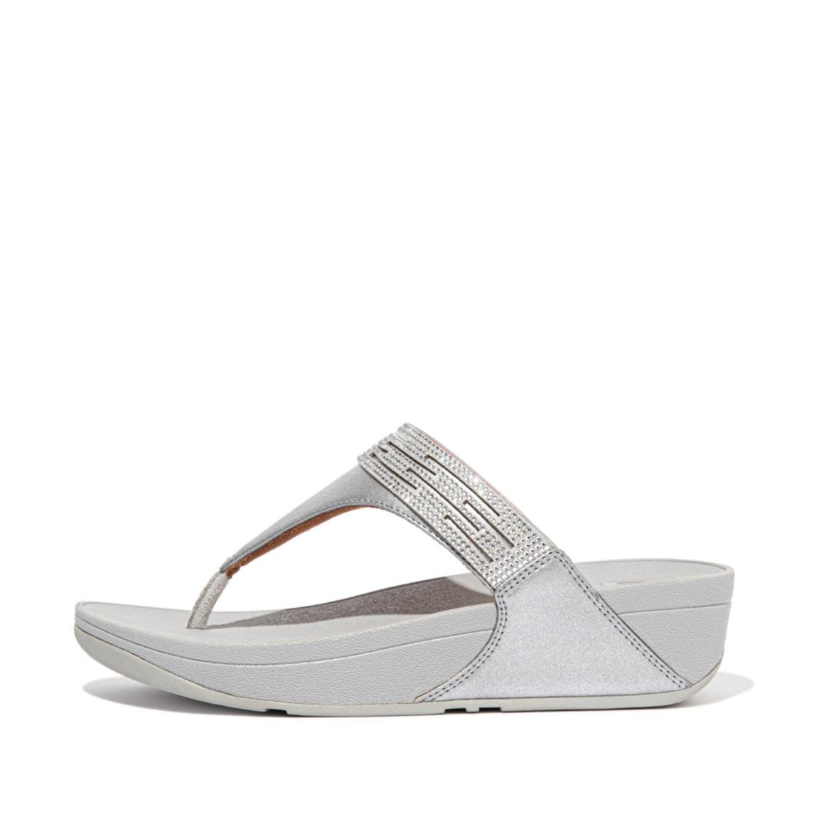 Lasercrystal Leather Toe Post Sandals