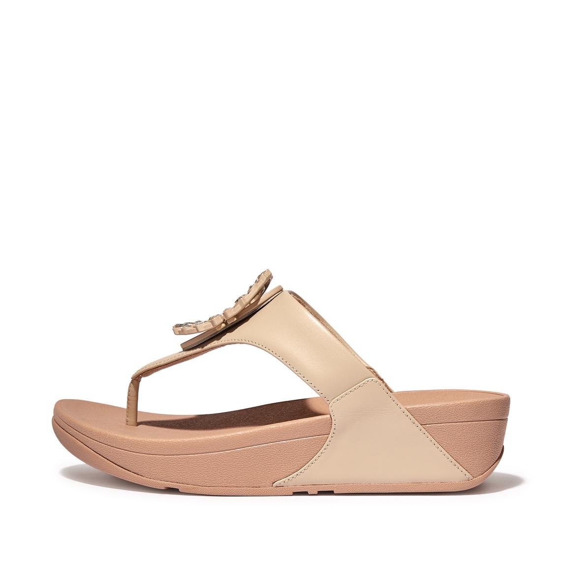 Buy Crystal-Circlet Leather Toe-Post Sandals Online | Fitflop