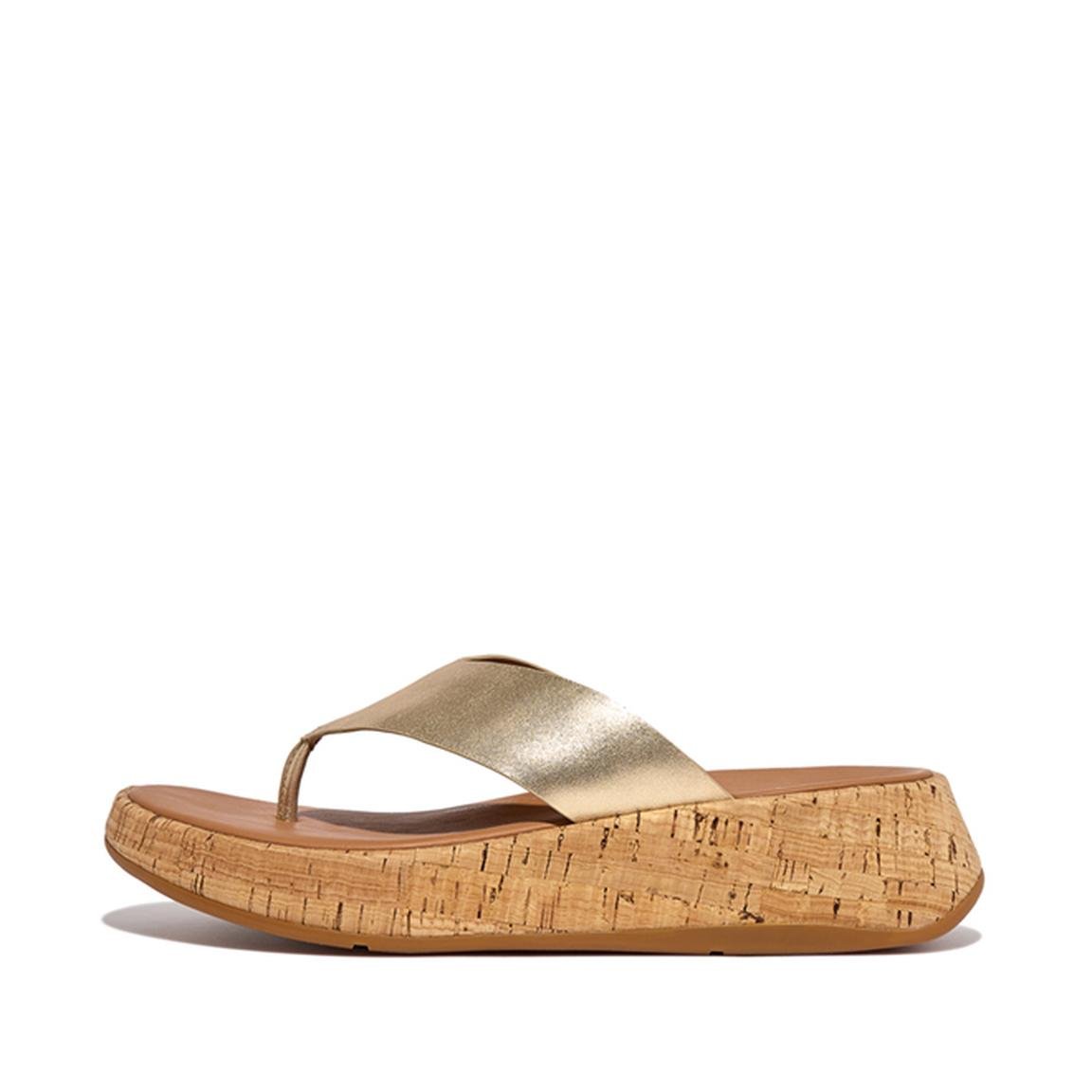 Leather/Cork Flatform Toe-Post Sandals