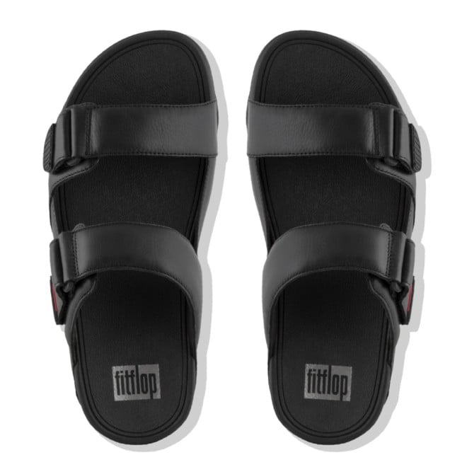 Mens Adjustable Leather Slides