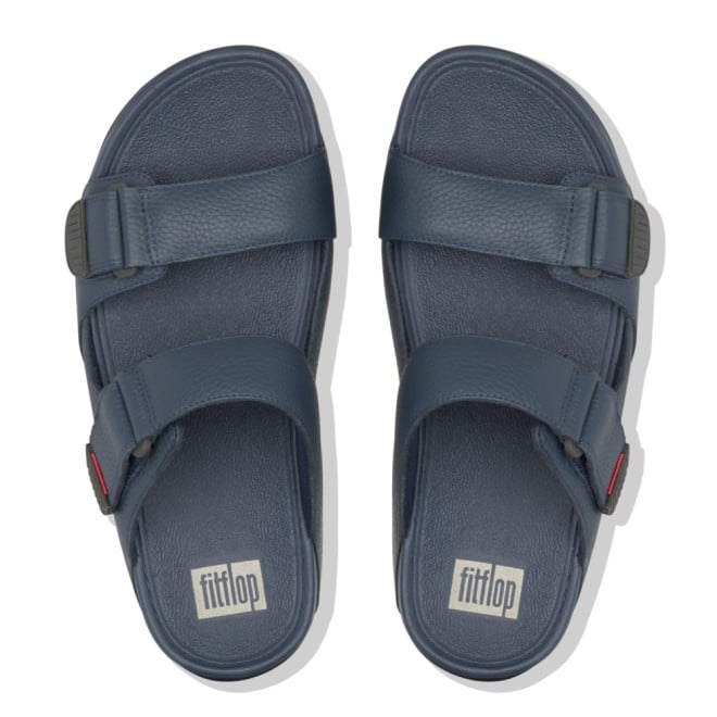 Mens Adjustable Leather Slides