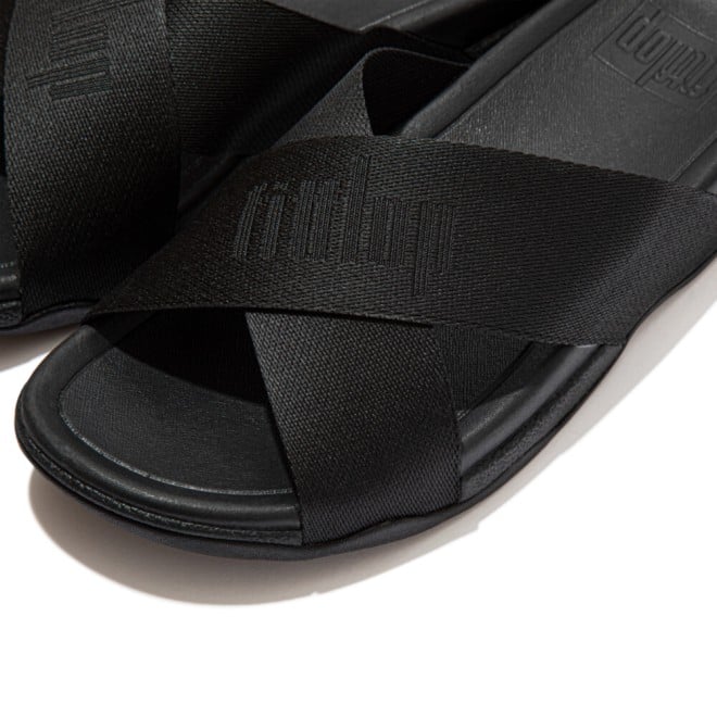 Mens Surfer Woven Logo Webbing Cross Slides