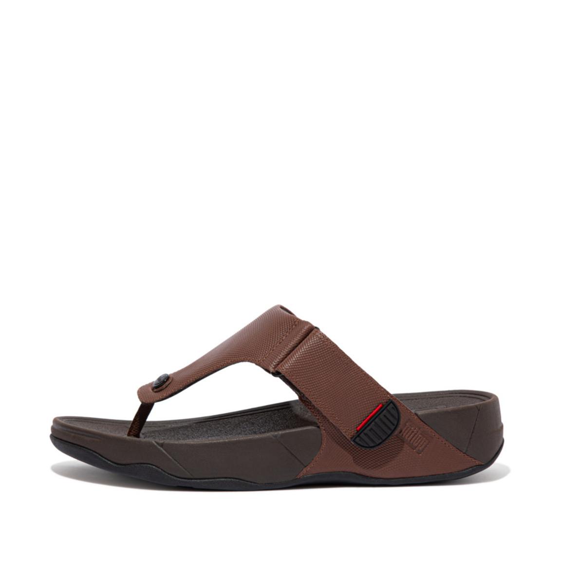 Embossed Leather Toe Post Sandals