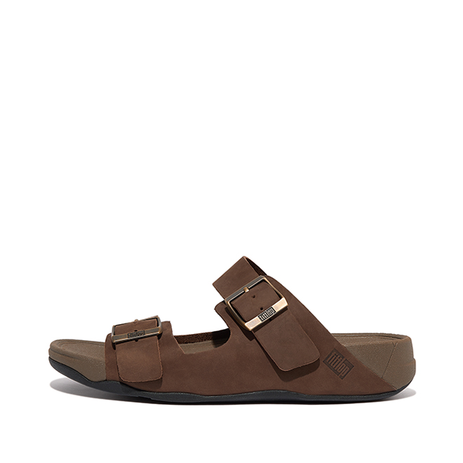 GOGH MOC MENS BUCKLE LEATHER SLIDES