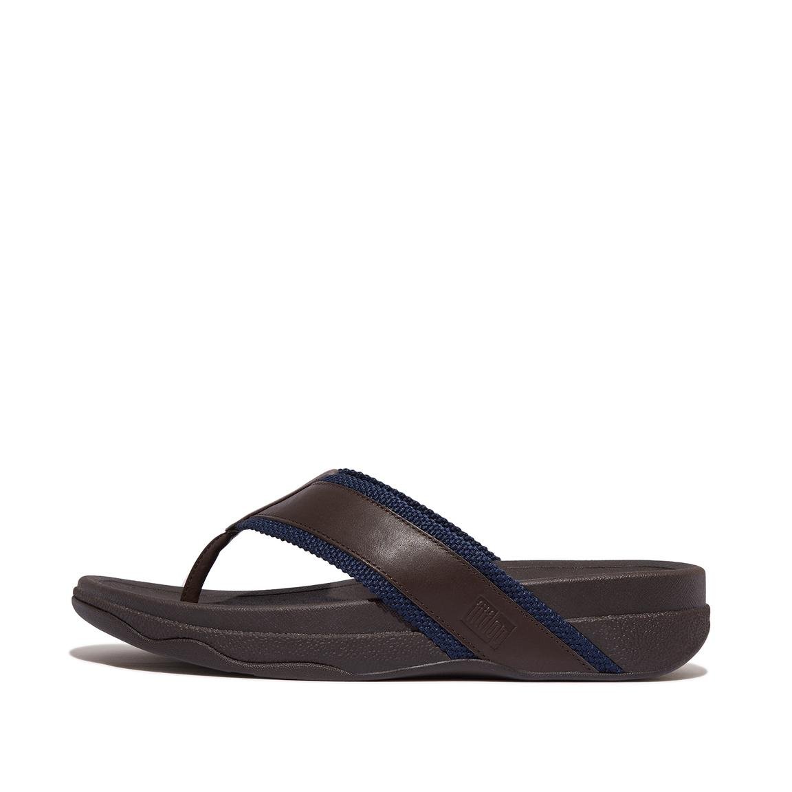 SURFER MEN'S WEBBING/LEATHER TOE-POST SANDALS