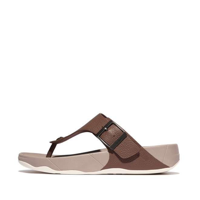 TRAKK II MENS BUCKLE TUMBLE-LEATHER T/POST SANDALS