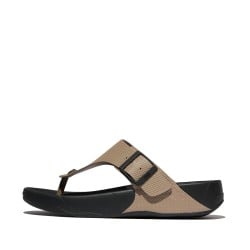 TRAKK MENS BUCKLE EMBOSSED-LEATHER T/POST SANDALS